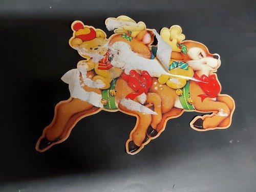 Vintage 70s/80s 5 Pc Christmas Die Cut Decor Lot Reindeer & Santa Pls Read - Picture 6 of 10