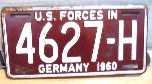 Vintage U.S. Forces IN Germany 1960 License Plate