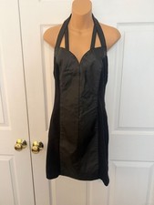 Wilsons Leather Womens Size M Black Halter Mini Dress