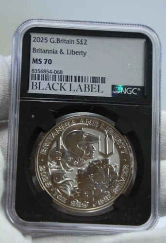 2025 Great Britain Britannia & Liberty Silver NGC MS70 Black Label.