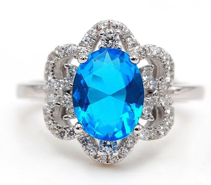 1CT Heat Treated Blue Topaz 925 Solid Sterling Silver Ring Jewelry Sz 6 J1-5