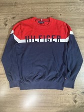 Tommy Hilfiger Block Print Crewneck Sweatshirt/Sweater Spelling Out Logo Large