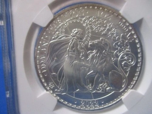 British St. Helena 1 Pound Silver Coin 2022 Unused NGC MS68 Una & Lion
