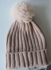  32 NWT VINCE CAMUTO Faux Fur Pom Knit Beanie One Size Dusty Rose