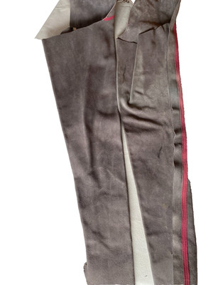 Vintage Assless/Ass-Out Riveted Chaps Gray Suede Leather Cowboy Motorcycle Biker
