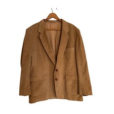Vintage 70s Sears Corduroy Blazer Men 44 46 Tan Camel Sport Coat Academic Ivy
