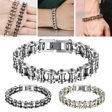 Men Motorbike Chain Links Design Stainless-Steel Bracelet Durable Bike Jewellery
