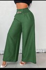 High-Waist Wide Leg Palazzo Pants – Emerald Green Flowy Lounge Trousers — photo 3