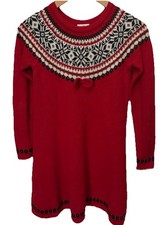 Hanna Anderson NWT Girls Fair Isle Sz 140 10 Red,/White/Black Sweater Dress