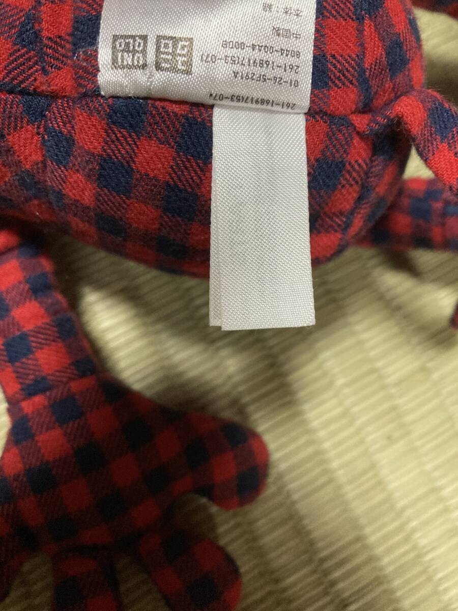 Mickey plush toy, UNIQLO, shaped, outer red, check, rare thumbnail 5