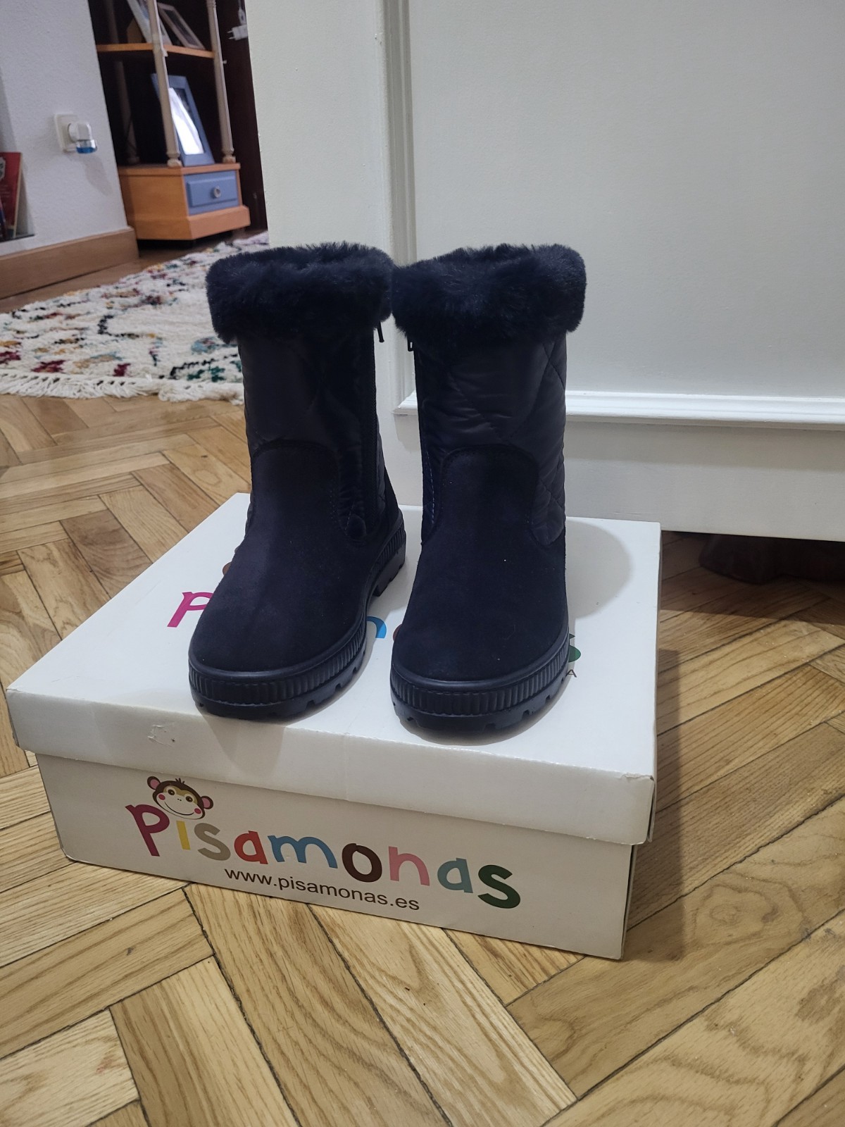 botas niña azul piel y goretex, vestir, casual, frío, suela no resbala