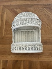 Vintage White Wicker Shelf Boho Cottagecore Two Shelves Hanging