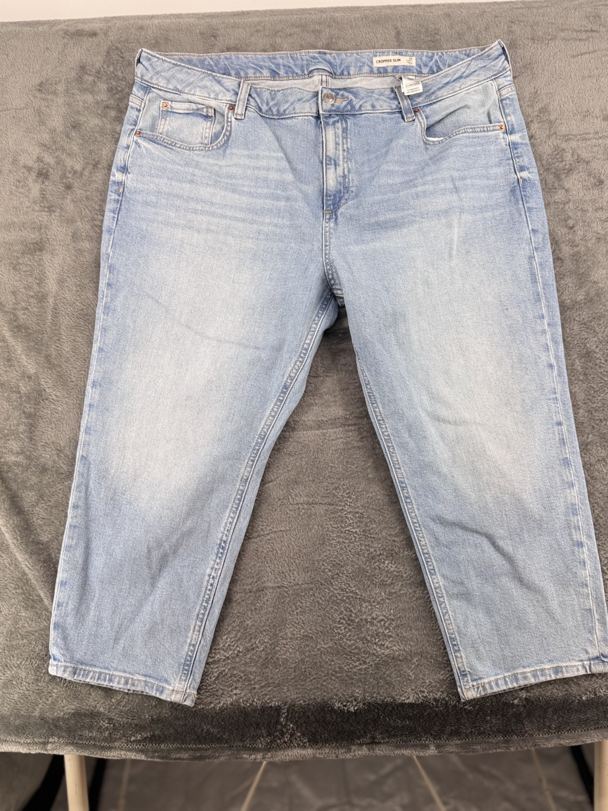 M&S Collection Cropped Slim Jeans UK 20 Short Light Indigo Blue Stretch Denim image 6