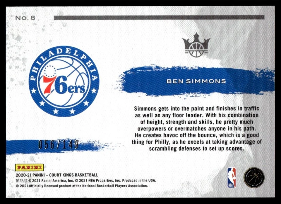 2021-22 Panini Recon Rookie Review Ben Simmons Philadelphia 76ers #8 - Image 2 of 2