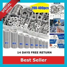 Stainless Steel Flat Washers Assortment Kit M2-M12, 200/400pcs, Home DIY