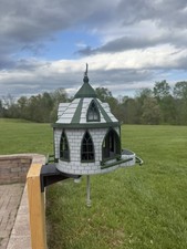 Modern Decorative Bird Feeder House   Gray  Green   Unique Outdoor Garden Feed