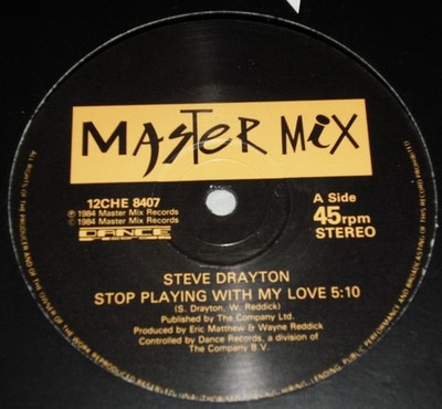 Steve Drayton - Stop Playing With My Love - UK 12'' Vinyl - 1984 - Master Mix