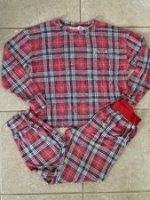 Victoria's Secret PINK Sz Small Red Plaid Super Soft Pajamas Lounge Set Joggers