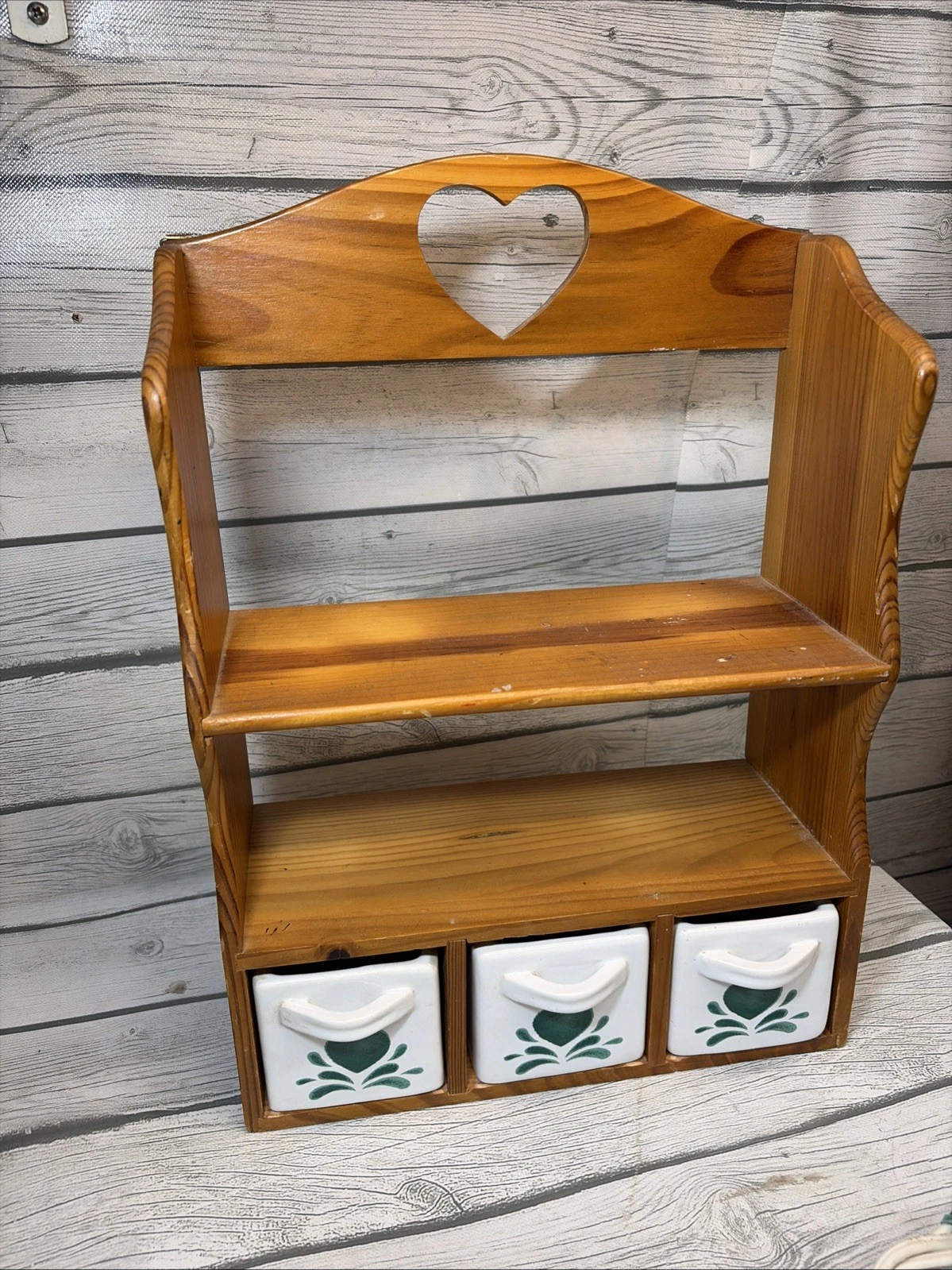 Vintage Wooden Spice Rack Cottagecore Hanging Freestanding 2 Shelves 3 drawers
Opens in a new window