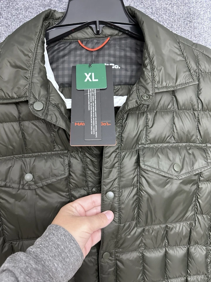 NWT HAWKE&CO Mens XL DOWN jacket Coat parka winter Quilted Olive Green - Image 2 of 4
