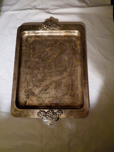 Bandeja para servir vintage plateada ornamentada mango decorado - longitud 16" - Imagen 5 de 5