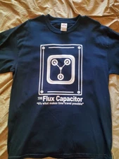 Back To The Future Movie Tshirt Dark Blue Large Doc Brown