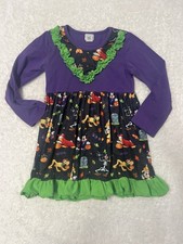 Dash Of Glitter Halloween Dress Fall Ruffles Mickey Skeletons Girls 4/5