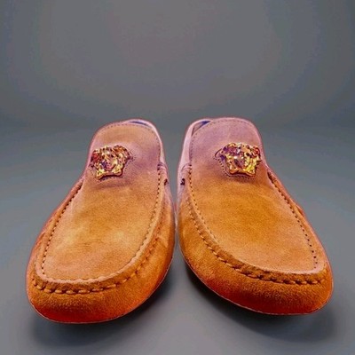 Versace Driver Loafers Suede Sand Gold Medusa US-8 EU-41 BN  display picture 1