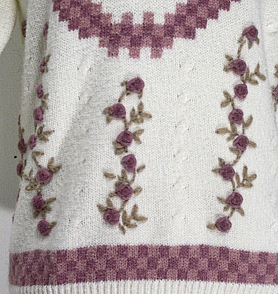 Vtg Alfred Dunner Womens Small Sweater Ivory Dust… - image 3