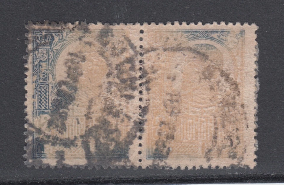 Rumania 1922 SELLOS REY FERDINAND ERROR 2 LEI AMARILLO AZUL USADO POST EXCELENTE Foto 2 de 3