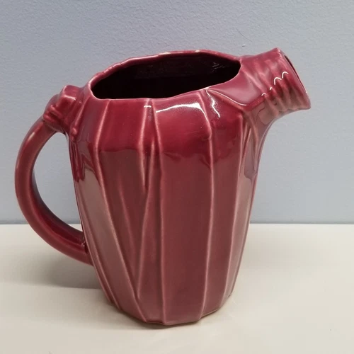 Vintage McCoy Pottery Red Burgundy 8" Pitcher Mid Century Modern