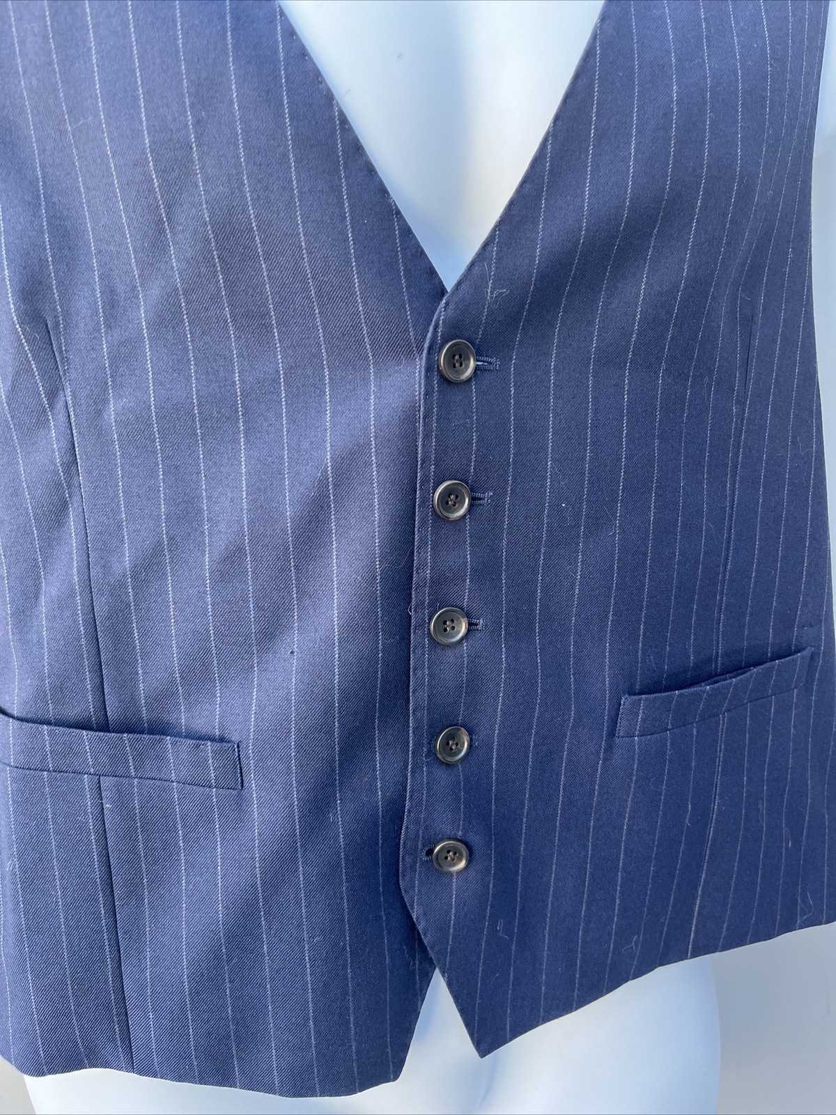 Moss Bros Wool Regular jacket & waistcoat 2 piece size 44” Blue