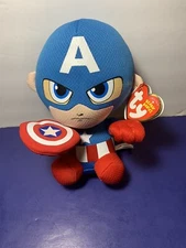 Marvel CAPTAIN AMERICA Super Hero Adventures Heroes TY Beanie Plush Toy Figure