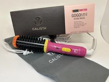 Calista GoGo Mini 2.0 Round Brush Hair Styling Tool 1" New Ed Flamingo Pink wBag