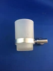 Satin Chrome cup tumbler holder wall mounted toothbrush bathroom frosted glass