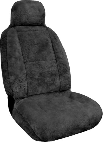 Gray Plush Sheepskin Car Seat Cover: Year-Round Comfort & Easy Installation