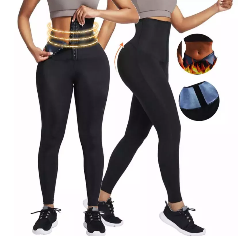 Women Neoprene High Waist Leggings Sauna Tummy Compression Workout Yoga  Pants M