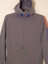 UNDER ARMOUR Hoodie Youth L Grey ALL SEASON GEAR Full Zip Big Logo