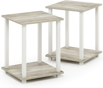 Simplistic Set of 2 End Table for Small Spaces, Home Decor, Sonoma Oak/White