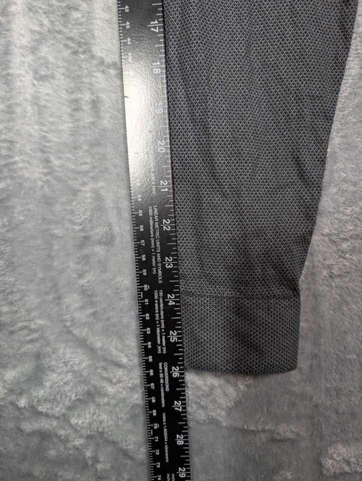 Theory Mens Shirt Large Black Button Up Geometric Stretch Preppy Casual - Image 4 of 4