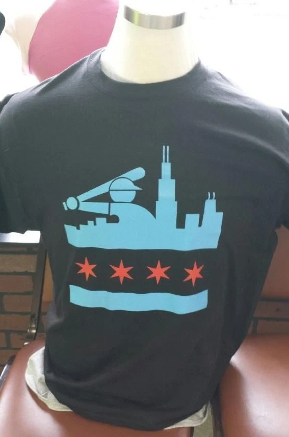 Mens Black Chicago Flag White Sox T-Shirt - Just in time for Baseball Fans