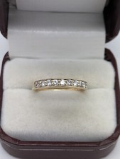14k Yellow Gold Prong Set 1/2ct Diamond Wedding Band Ring 3.3mm Size 8.75