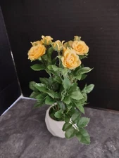 8" Mini artificial rose bush YELLOW