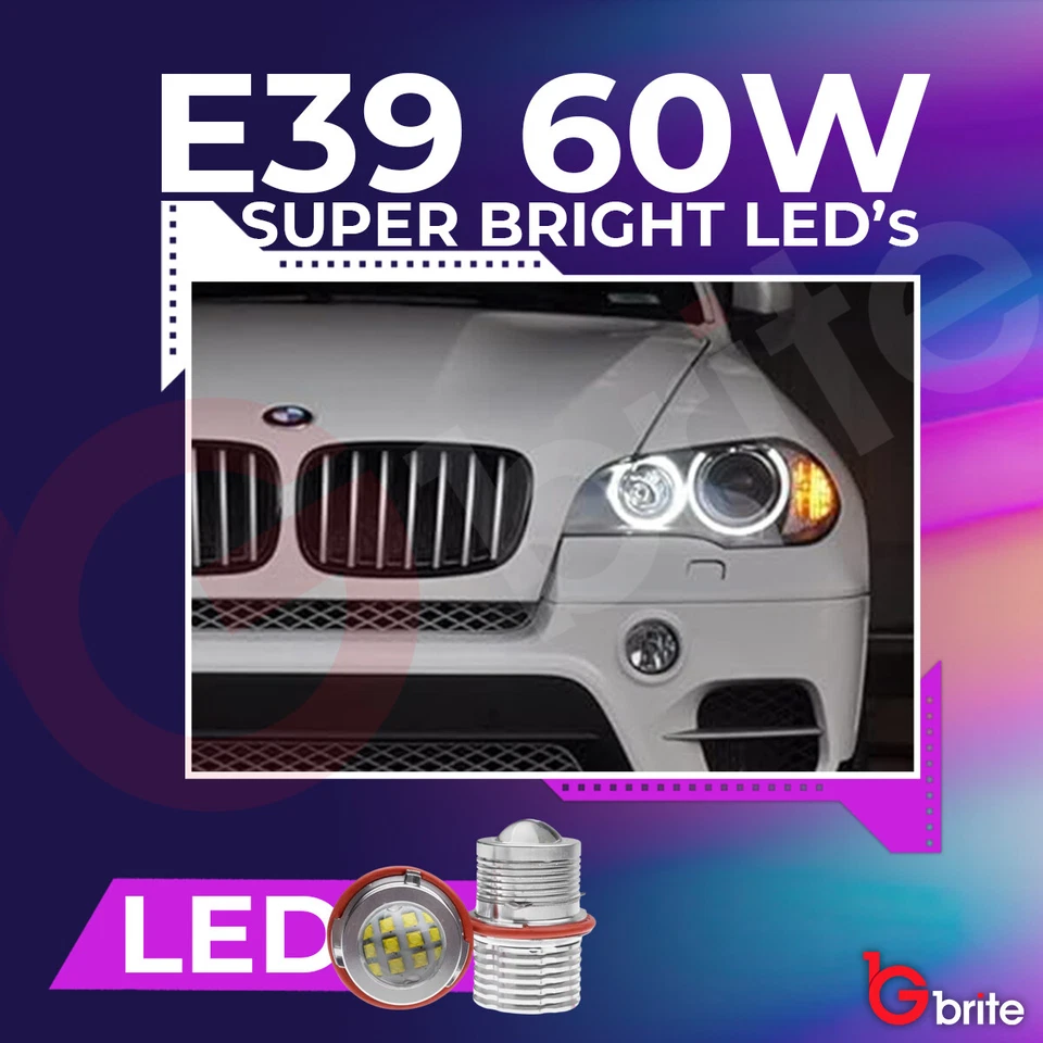2x 60W WHITE LED Angel Eye Halo Light Bulb BMW E39 E59 E53 E60 E63 E64 E65 A14 - Image 3 of 4
