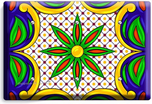 MEXICAN TALAVERA TILE INSPIRED LIGHT SWITCH OUTLET PLATES KITCHEN ROOM FOLK ART - Picture 14 of 34