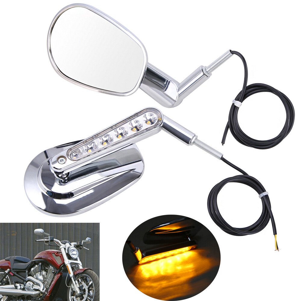Motorcycle LED Turn Signals Rear View Side Mirror For Harley V ROD