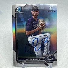 2022 Bowman Draft Refractor Carson Palmquist Colorado Rockies #BDC-31 Signed