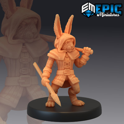Bunny Spearman Epic Miniatures Monster RPG D&D Pathfinder 3D Print