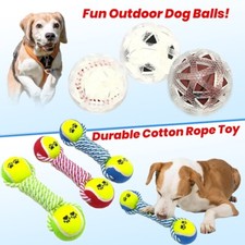 4 Pack Double Tennis Ball Football Soccer Tennis Dog Toys Puppy Teething Fetch