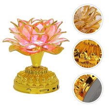 1pc Lotus Shaped Lamp Buddha Hall Lamp Ornament Buddha Decor Golden 